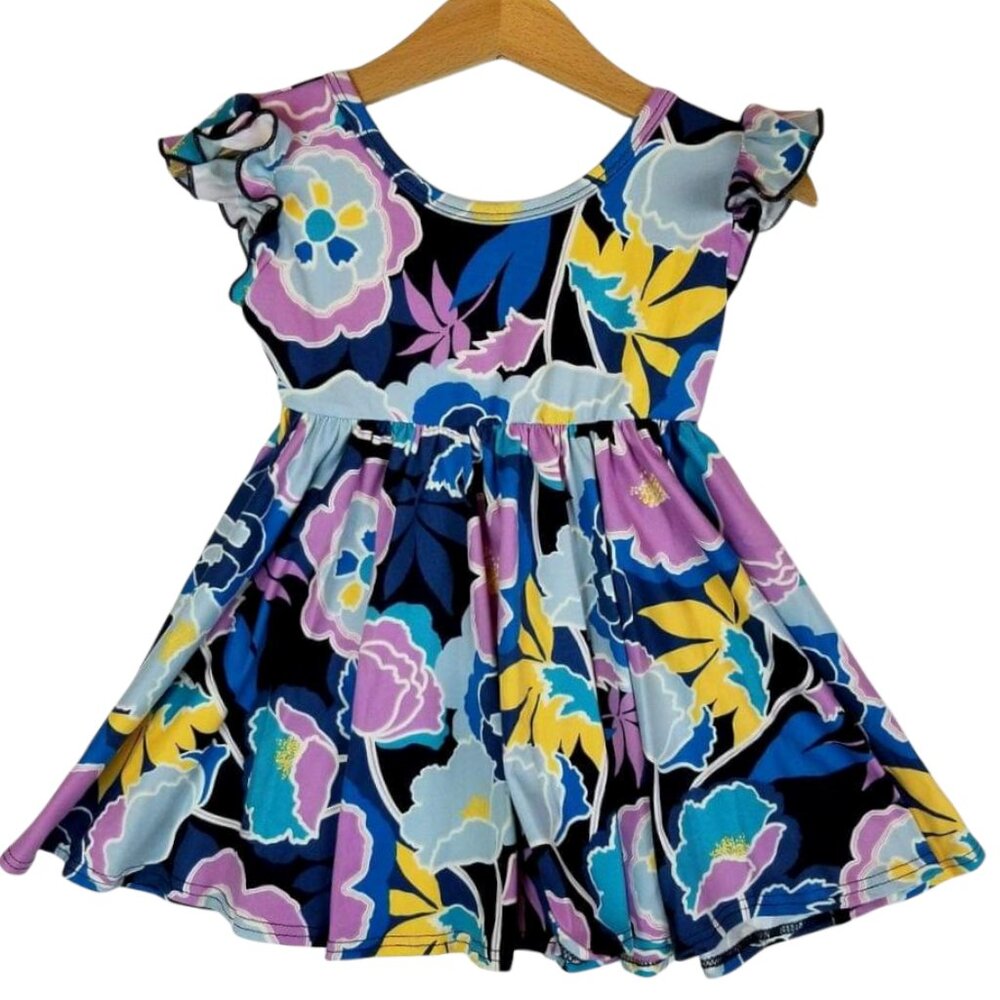 DotDotSmile 12-24 month Empire Dress - Navy Floral Print